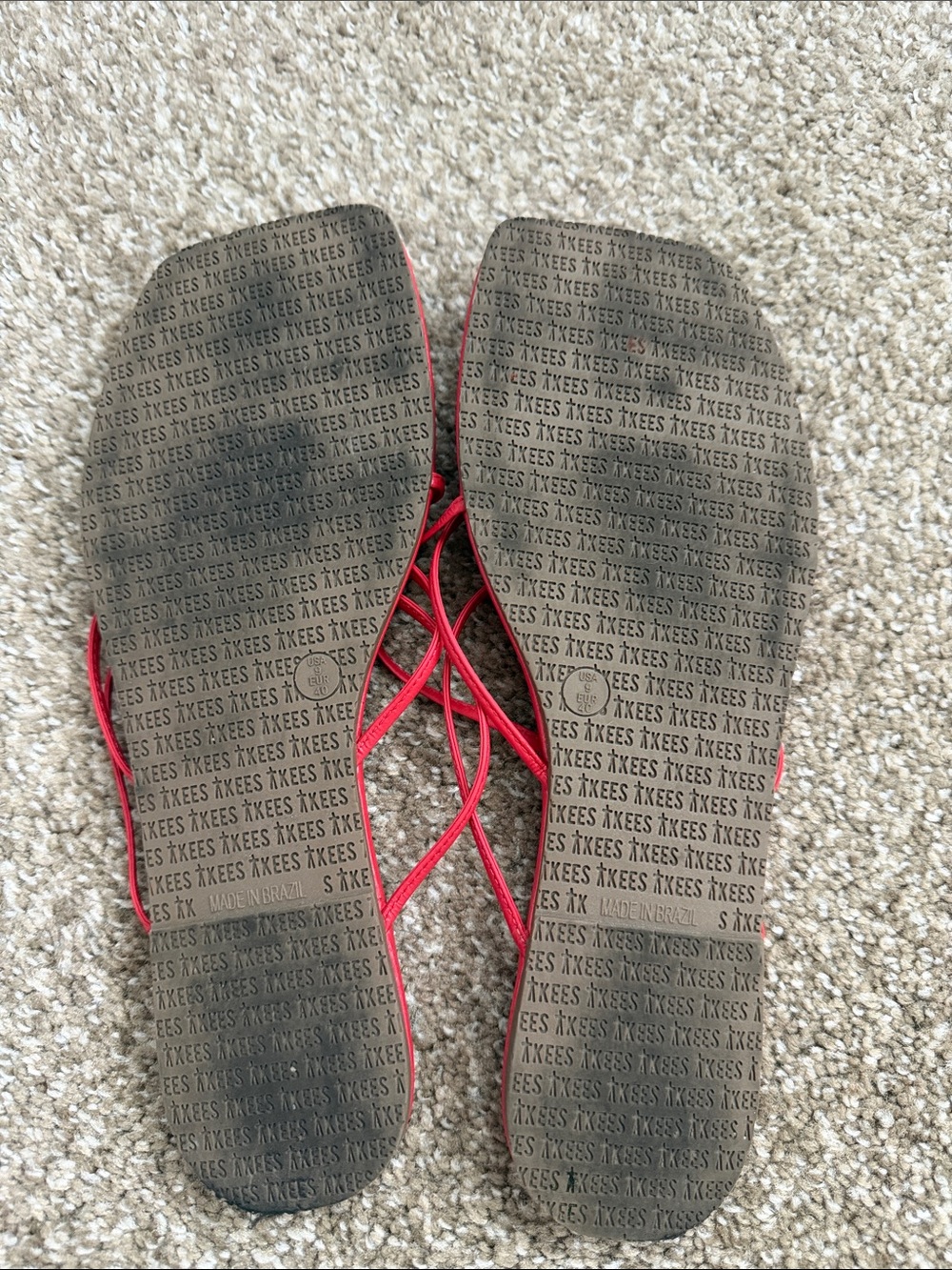 TKEES Bright Red Thin-Strap Square-Toe Sandals - Picture 2 of 3
